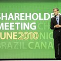 Leslie Dach, executive vice president of corporate affairs, speaks Friday June 4, 2010, during the a...