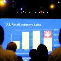 A slide shows U.S. Retail Industry Sales Friday June 4, 2010, during the annual Walmart Shareholders...