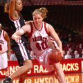 Arkansas’ Sarah Pfeifer drives the basket against Mississippi State on Jan. 27, 2008, in Bud Walton ...