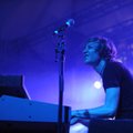 Trevor Garrod, Tea Leaf Green’s keyboardist, riffs Saturday in the Revival Tent at Wakarusa, on Mulb...