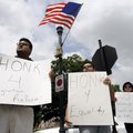IMMIGRATION PROTEST - Juan Manuel, left, Caesar Rostro and Fernando Garcia of the Arkansas Natural D...