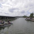 The Kansas State University solar boat team prepares Thursday to compete during Solar Splash at Lake...