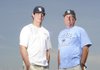 ALL-NORTHWEST ARKANSAS BIG 6 BASEBALL TEAM - Springdale Har-Ber baseball coach Randy Salsbury, right, and pitcher Houston Pruitt, left, have been named the All-Northwest Arkansas Big 6 Coach of the Year and Player of the Year, respectively.
