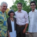 BOTANICAL BACKERS - Live Outside the Box hosts Alexander Hunt and Daniel Keeley, from right, visit w...
