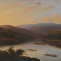 Robert Scott Duncanson’s oil painting Flatboat Men from 1865.