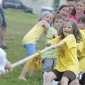 Delaney Ray, 7, a first-grader in Amy Ford’s class at Elm Tree Elementary School in Bentonville, pul...
