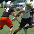  Shiloh Christian’s Zann Jones, right, breaks away from an Afton, Okla., defender during the Shootou...