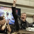 Rock singer Meatloaf rings the opening bell of the New York Stock Exchange on Monday in New York.