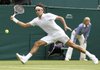  Switzerland’s Roger Federer lost his first two sets Monday before rallying to defeat Colombia’s Alejandro Falla during the opening round of the Wimbledon Championships at the All England Lawn Tennis & Croquet Club in Wimbledon, England. Federer won 5-7, 4-6, 6-4, 7-6 (1), 6-0.