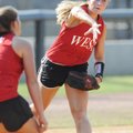 The West’s Alex Sullivan, of Bentonville, throws to first base Wednesday during the Arkansas High Sc...