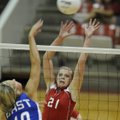 The West’s Stacy Williamson, right, of Siloam Springs, blocks the shot of East’s Mollie Arnold durin...