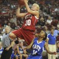 Springdale Har-Ber’s Halee Castleman takes a shot Thursday during the Arkansas High School Coaches A...