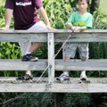 FISH FOCUS - Samuel Morrison, 9, right, fishes Thursday at Lake Fayetteville as Jonathan Bottoms wat...