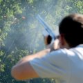 CANCER CHALLENGE - Alex Filla shatters a clay bird Friday in the Cancer Challenge Trap Shoot Tournam...