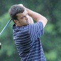  Jordan Daharsh tees off Saturday during the men’s club championship at the Lost Springs Golf & Athl...