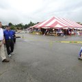Assistant Fayetteville Fire Marshal Kyle Linn, left, and Jimmy Baker discuss on Monday the barrier e...