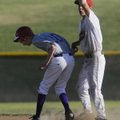  Fayetteville’s Tim Scarbrough safely makes it to second base as Springdale’s Holden Thronton receiv...