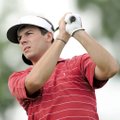 Rob Hudson watches his tee shot on No. 8 during Saturday’s round of the Fayetteville Country Club’s ...