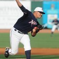  Northwest Arkansas’ Mario Santiago throws a pitch to a Corpus Christi batter during Sunday’s game i...
