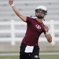 Springdale High quarterback Joseph Calcagni fires a pass Monday during Northwest Arkansas 7-on-7 Pas...