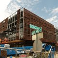 Construction is nearing completion for the new retail and parking center at the corner of Garland Av...