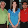 JDRF special events coordinator Jenny Bradley, center, talks with board member Perry Jacobi, left, a...