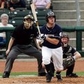 Northwest Arkansas’ Mike Moustakas watches his second home run of the game against Corpus Christi le...