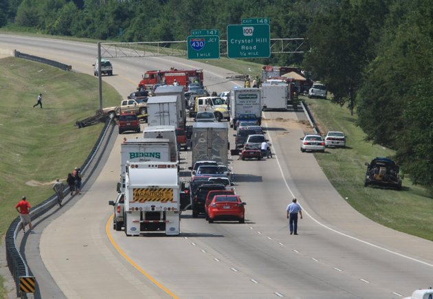 traffic-comes-to-a-stop-on-interstate-40-westbound-after-an-accident-led-to-a-tanker-truck-overturning-monday-afternoon