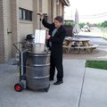 Baxter County Sheriff John Montgomery demonstrates the department’s new drug incinerator, which can ...