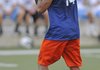 Rogers Heritage’s Forrest Johnson looks for a receiver during NWA 7-on-7 Passing League action in Springdale.