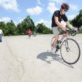 Carter Weston, 17, of Hot Springs competes in a portion of a bicycle competition Wednesday as a part...