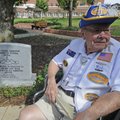 Bob White of Fayetteville sits Wednesday during the unveiling of the USS Snook Base Submarine Memori...