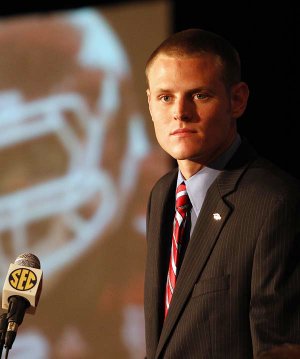  Arkansas quarterback Ryan Mallett talks to the media during the Southeastern Conference football media days on Thursday, July 22, 2010, in Hoover, Ala. 