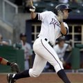 Northwest Arkansas’ Eric Hosmer watches a home run in the second inning against the Springfield Card...