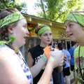 Ashley Chaloner, 16, right, reacts after getting a taste of her cousin Stormi Chaloner’s, 14, right,...