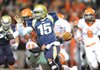 Shiloh Christian junior quarterback Kiehl Frazier breaks free from Nashville senior linebacker Brett Little during the second quarter on Nov. 27 in the third round of the Class 4A playoffs in Champions Stadium in Springdale. The Saints won 51-49.