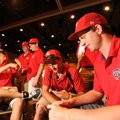 Dane Gordon, right, and Anthony Buonaiuto, both 17-year-old pitchers for Team Ontario, play games on...
