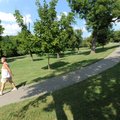 A walker makes his way Wednesday around the trail at Wilson Park in Fayetteville. The city is planni...