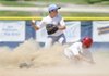  Northwest Arkansas’ Brandon Jansen looks to make a double play Thursday after tagging out Rawlings Wheeler’s Jackson Burns during the Premier Baseball National Sophomore Championship at 
Tyson Sports Complex in Springdale.
