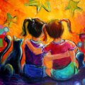 Karrie Evenson’s love of color is evident in her art, like in the painting “Best Friends.” Her curre...