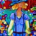 Karrie Evenson’s paintings, such as “I Have Big Dreams,” are on show at Julie Wait Designs Gallery i...