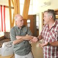 Mark Horvath, founder of Invisible People.tv, right, and Kevin Fitzpatrick, local homelessness advoc...