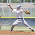 Northwest Arkansas’ Jacob Lee pitches in Thursday’s game against Rawlings Wheeler of St. Louis durin...