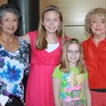 Sandy Sims, from left, Maggie Cook, Caitlin Farrell and Karolyn Farrell visit at Walton Arts Center.