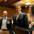 Bill Rancic, center, talks with Jennifer Haile, director of marketing and communication at the Roger...