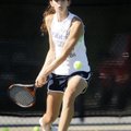 Rogers Heritage’s Emily Pappas hits a backhand Wednesday during practice.

