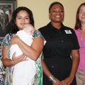 Misti Snow, from left, Janet Carrillo (holding Veronica Wynn Carlson), Andrea Hampton-Hall and Rya M...