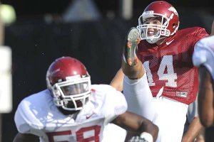 Arkansas punter Dylan Breeding and kicker Alex Tejada are trying to fend off competition from freshmen in the Razorbacks’ preseason workouts.