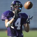 Fayetteville receiver Nathan Varady looks to catch the ball during Tuesday’s practice at Harmon Fiel...