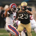 Shiloh’s Chase Richards sacks Evangel quarterback David Dee Duron Thursday, Sept. 3, 2009, during th...